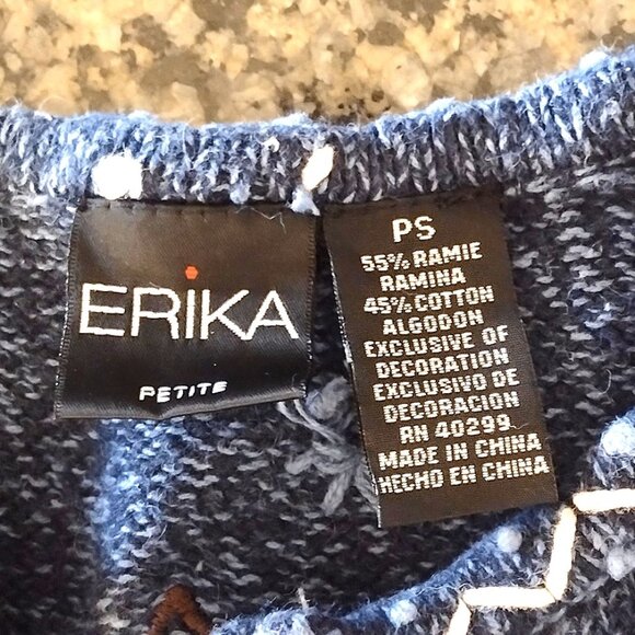Women's Winter Button-up Sweater by ERIKA - Knit Sweater w/ Snowflakes - PS - Picture 5 of 5
